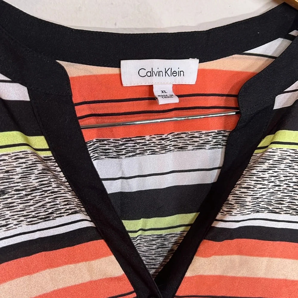 Calvin Klein Multicolored Striped Mature Long Sleeve Top, Women’s Size XL - Picture 3 of 6